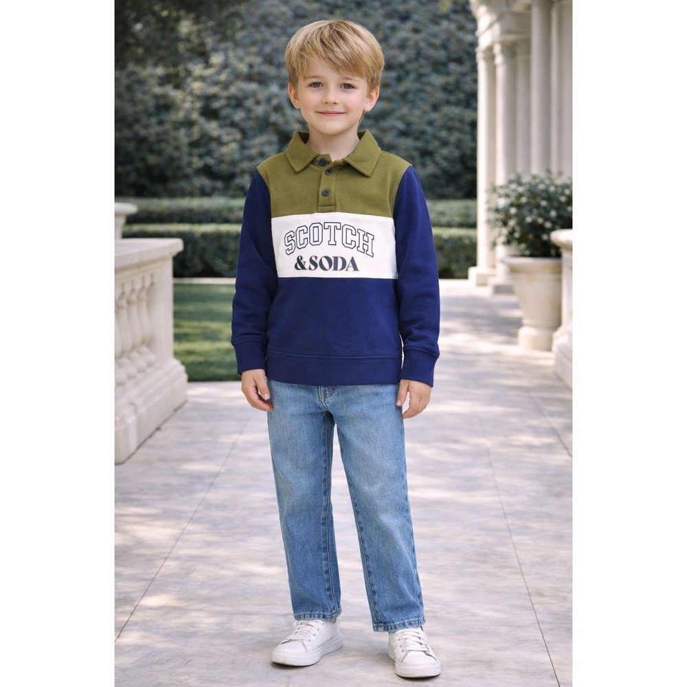 SCOTCH & SODA New Kids Boys 2pc French Terry‎ 6Y SET Polo Shirt & Jeans Blue